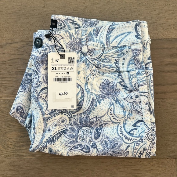 NWT Zara Straight Cut Printed Pants in Blue/White - Ref. 1478/029 - Picture 2 of 11